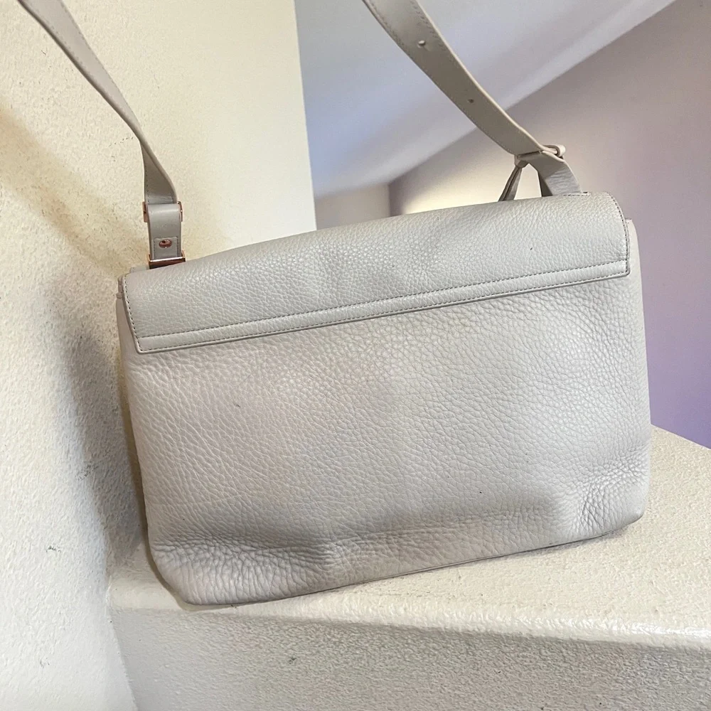Dagne‎ Dover Simone Leather Satchel Gray Bone